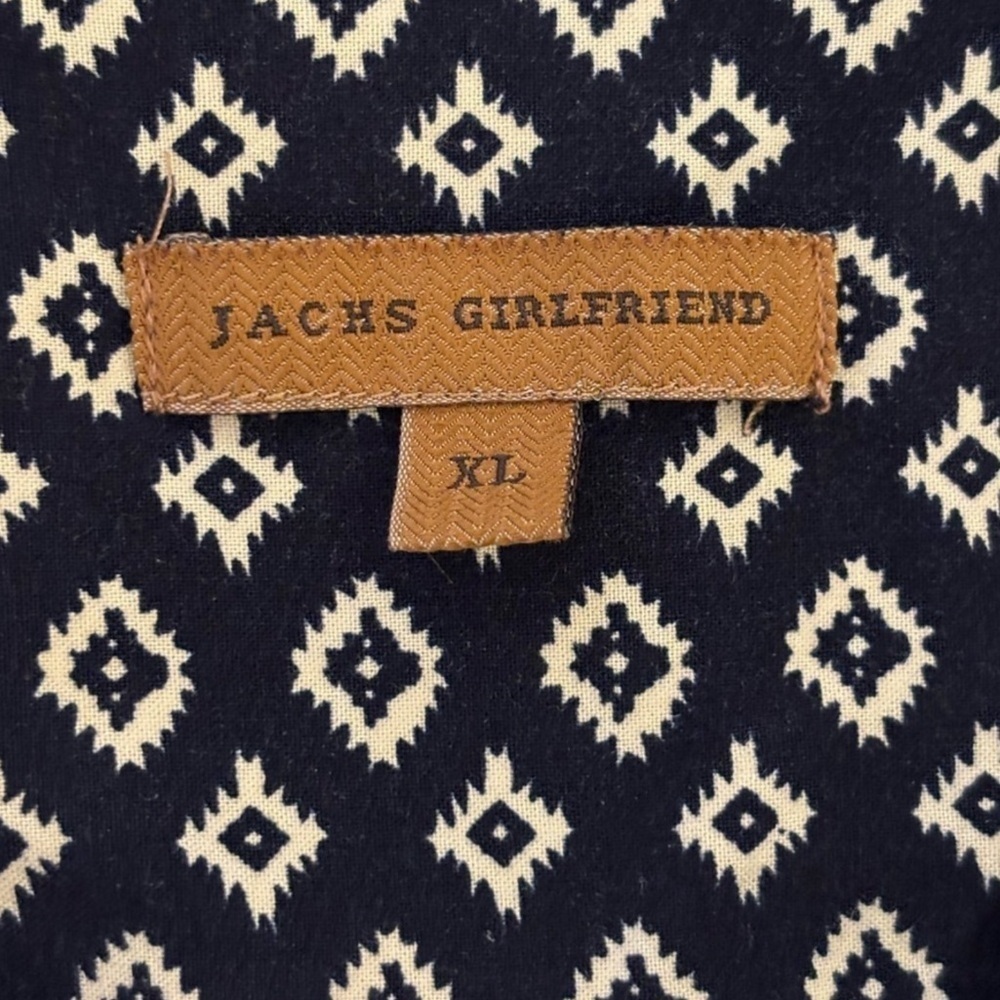 Jachs Girlfriend Top Small Black & White Cuffed Cap Sleeve Button Up Shirt Sz XL - Picture 11 of 16